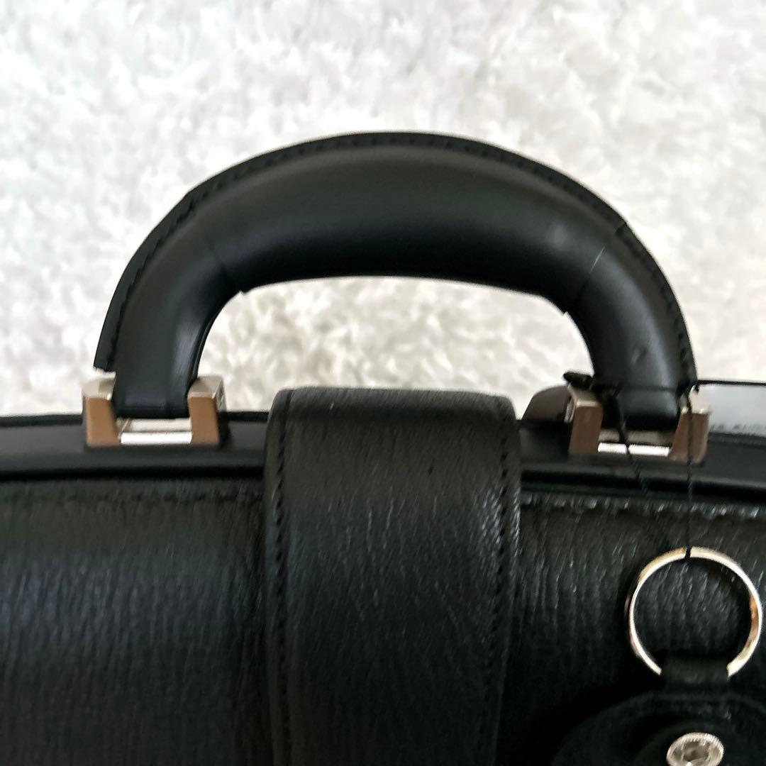 タグ付未使用 希少 山羊革 シボ革 ダレスバッグ ブラック ナース鞄工 黒