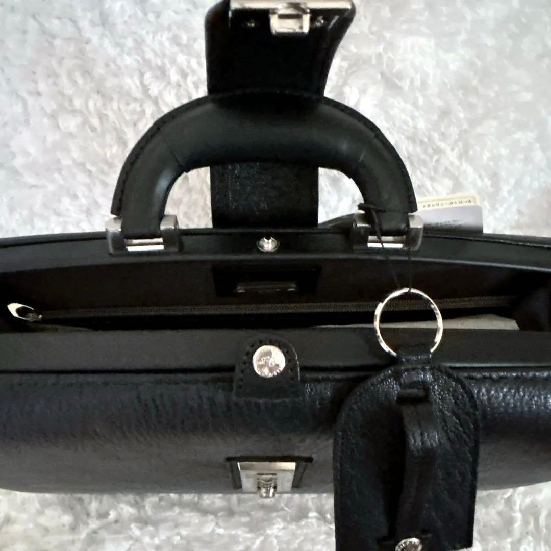 タグ付未使用 希少 山羊革 シボ革 ダレスバッグ ブラック ナース鞄工 黒