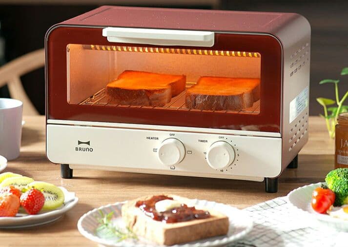 BRUNO オーブントースター 2枚焼き おしゃれ 北欧 トースター(レッド)