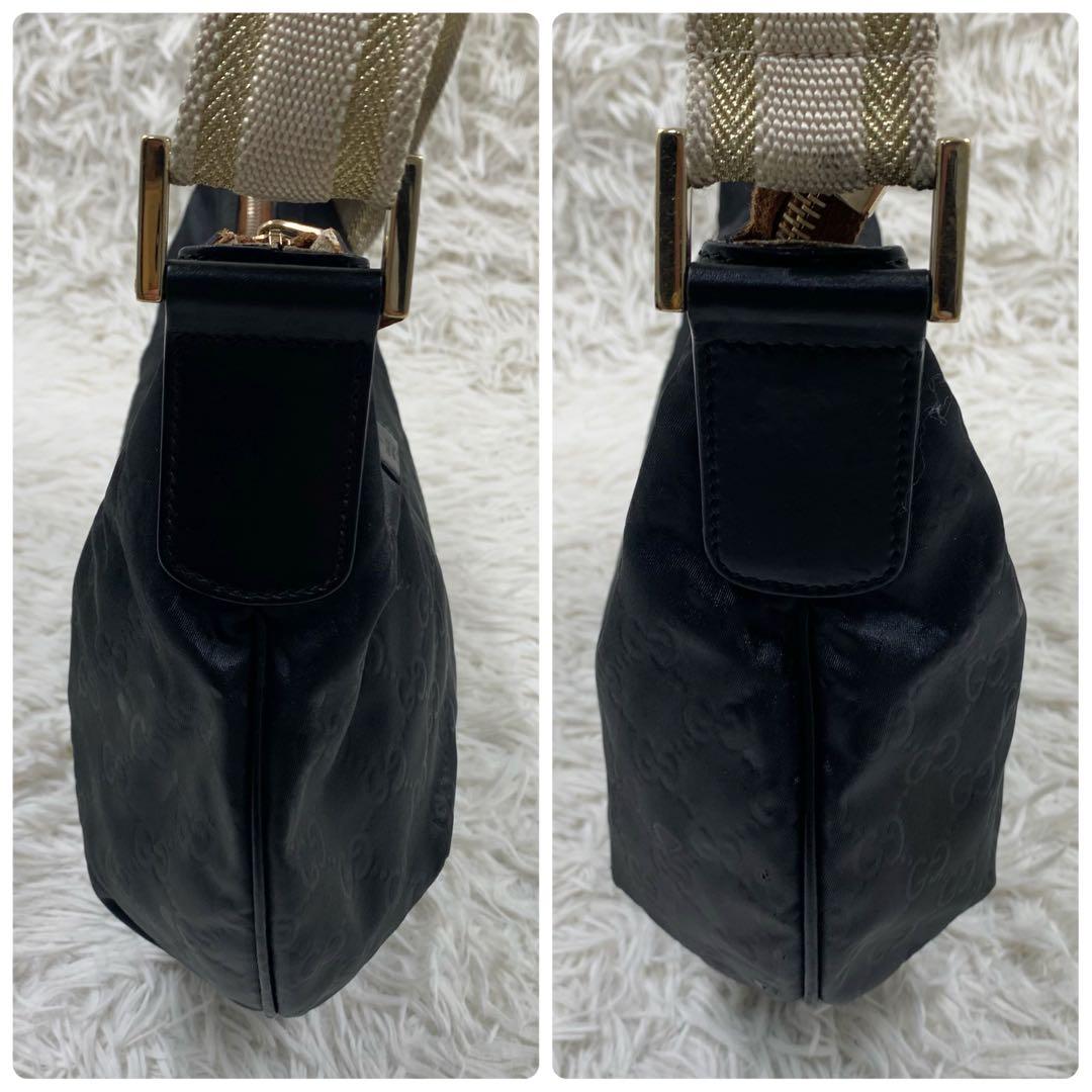 グッチ ワンショルダーバッグ ホーボー GG柄 ナイロン ブラック