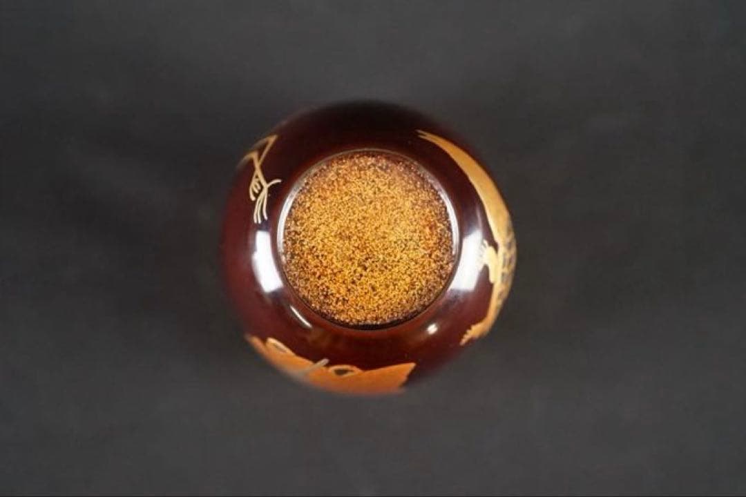 池之浦大起 作 寿老人 鶴亀金銀蒔絵 螺鈿細工 長棗 内梨地 共箱 茶道具