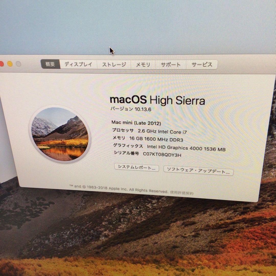 ミニPC Mac mini A1347 16G/ 250G Late 2012