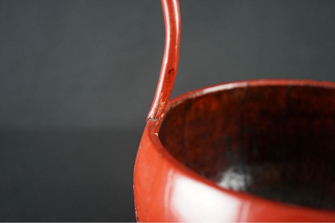 李朝 蓋物 朱漆塗 手桶 骨董 朝鮮古美術 時代物