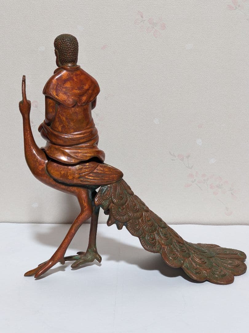 ♦孔雀明王 銅器 仏像 置物飾り災厄 煩悩 高岡銅器古作 縁起物 骨董品