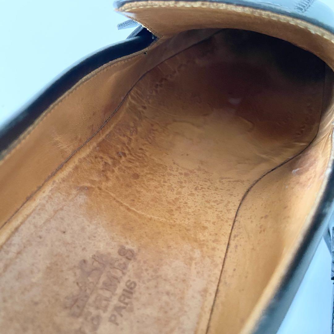 エルメス　レザー　革靴　メンズ　ベルト　ローファー　Hバックル　ストラップ