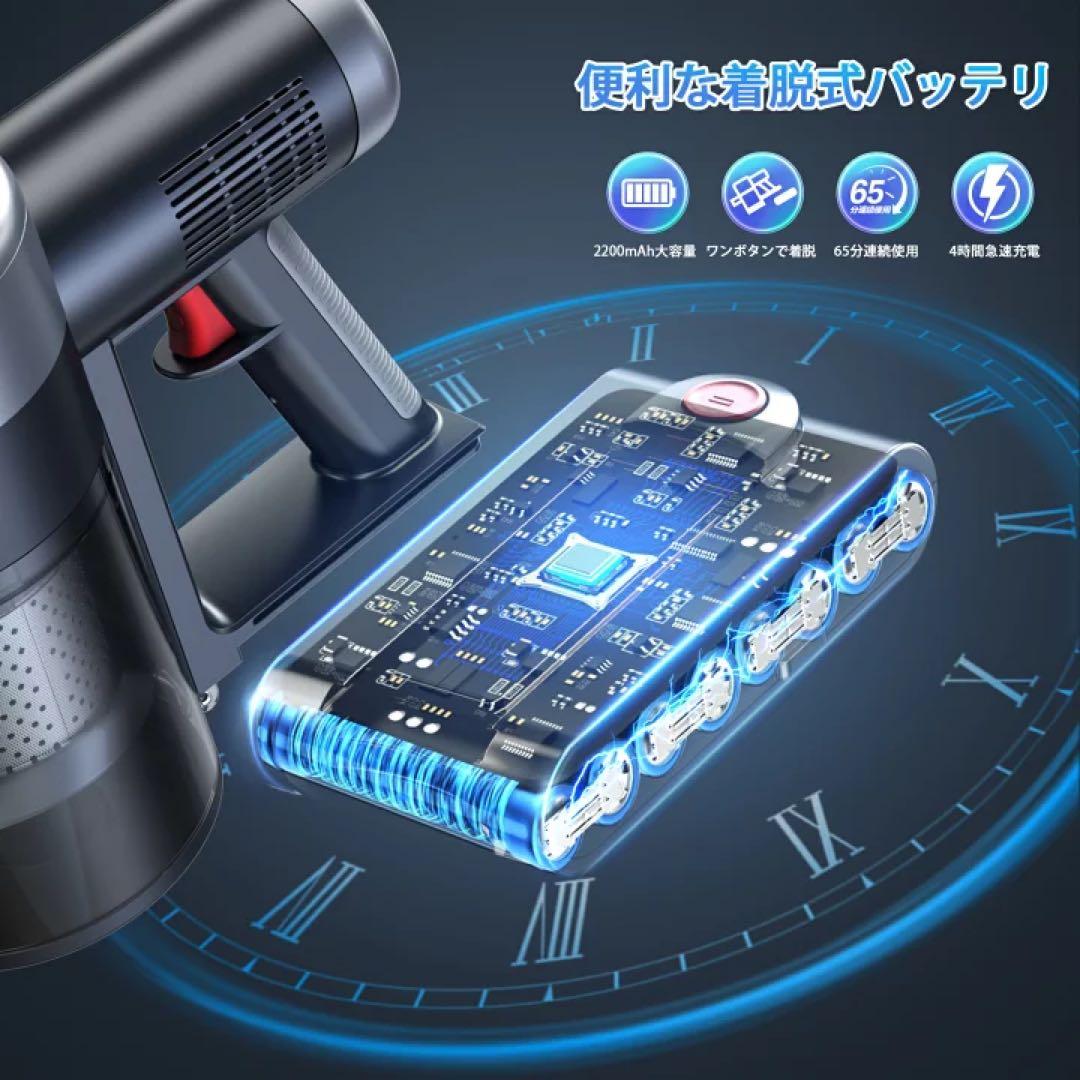 吸引力完全進化70Kpa超強力　LEDライト付＆65分連続稼働＆自立式　掃除機