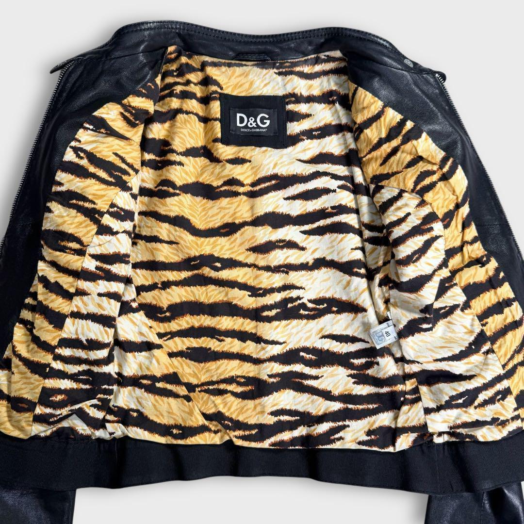 ちゃむち様 ドルチェ&ガッバーナ ライダースジャケット ブラック レオパード 豹