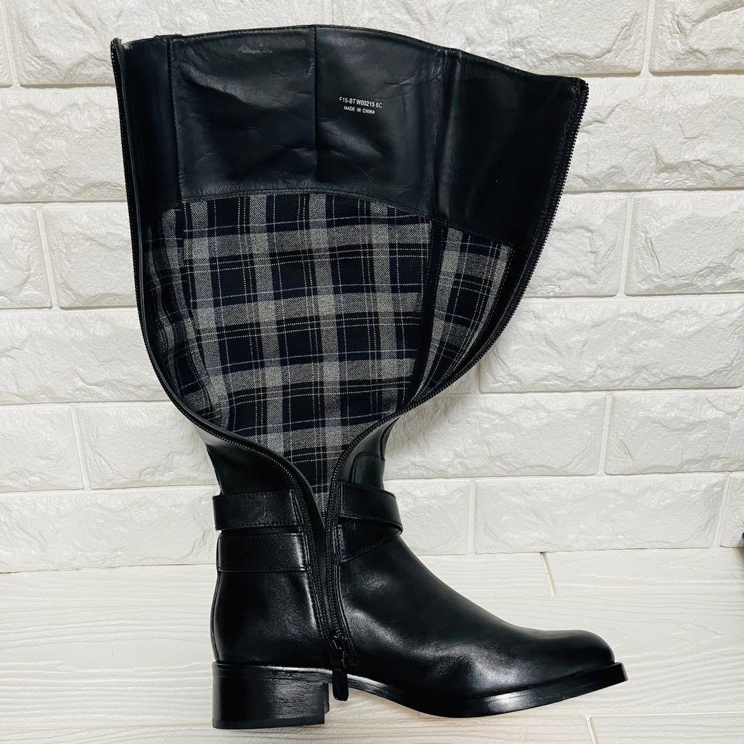 【極美品】COLE HAAN 本革ロングブーツ 23cm ブラック サイドジップ