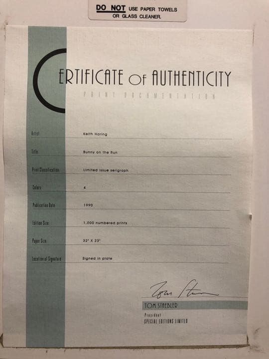 美品 キース・ヘリング作 Bunny on the Run シルクスクリーン