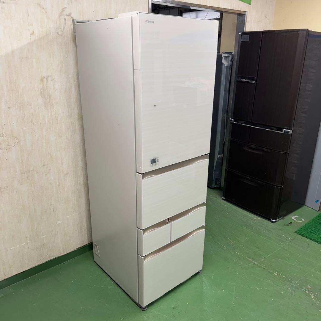 655 東芝 大型冷蔵庫 400L〜500L小型　家庭用サイズ　自動製氷　右開き
