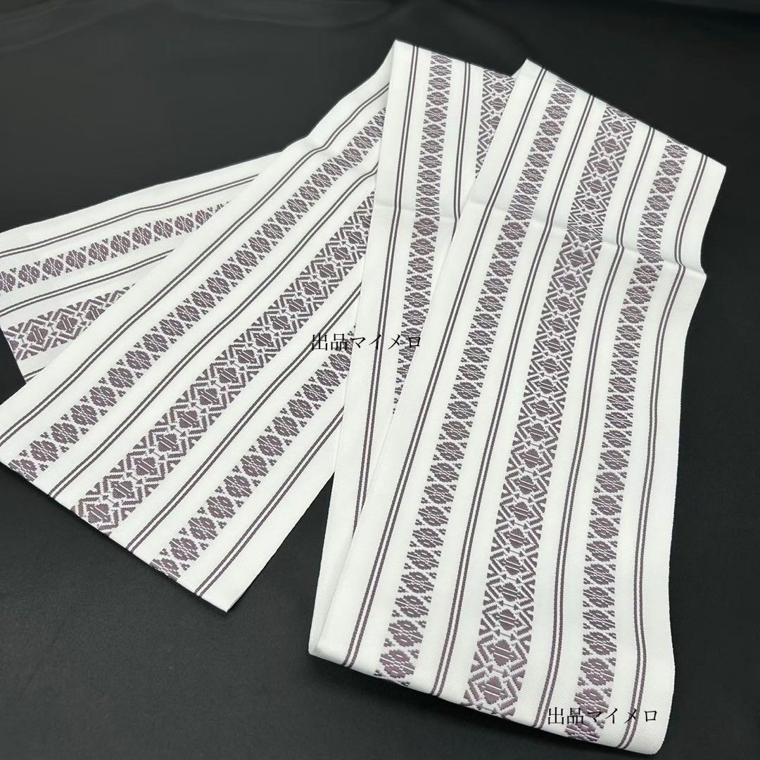 浴衣　綿麻　粋な夏着物　菊柄　黒　献上柄　半幅帯　2点　0704⑤