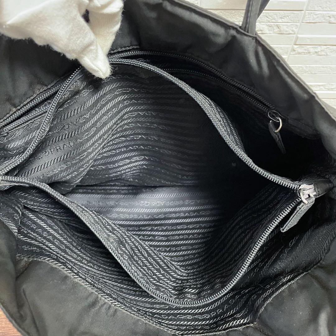 プラダ ナイロン 三角プレートロゴ ショルダー トート バッグ ブラック