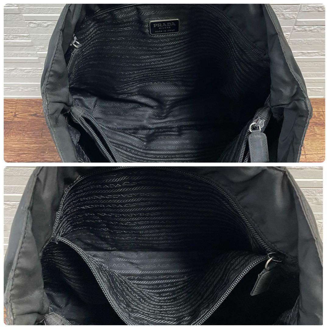 プラダ ナイロン 三角プレートロゴ ショルダー トート バッグ ブラック