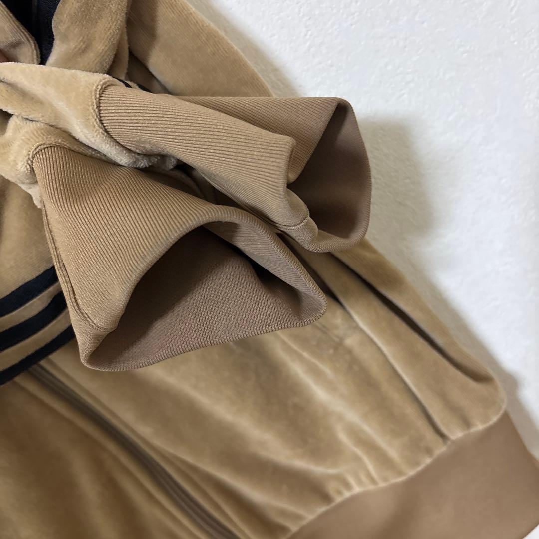adidas ベロア トラックトップ トラックジャケット ブラウン ブラウン L