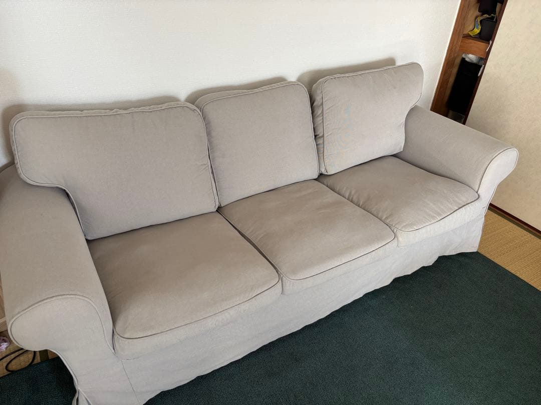 【IKEA エークトルプ】ライトグレー 3人掛けソファ