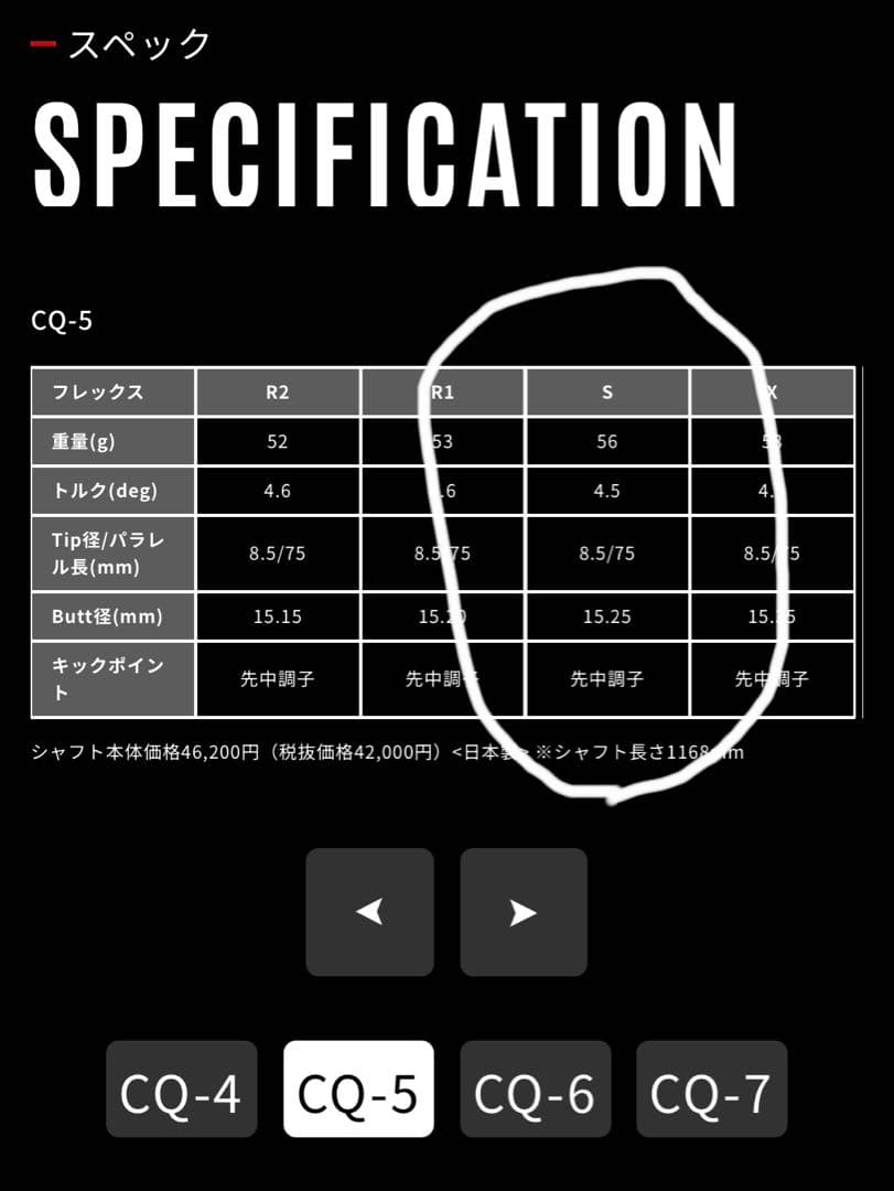 テーラーメイドスリーブ付　 ツアーAD CQ 5S ドライバー用シャフト
