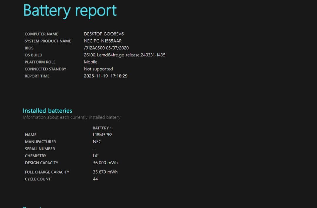 NECノートPC Ryzen7 バッテリー99％、本体も超美品！