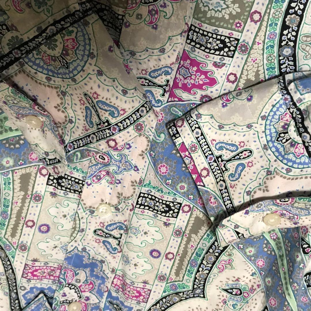 ETRO エトロ 44 ペイズリー シャツ 水色 ピンク 長袖 ボタニカル