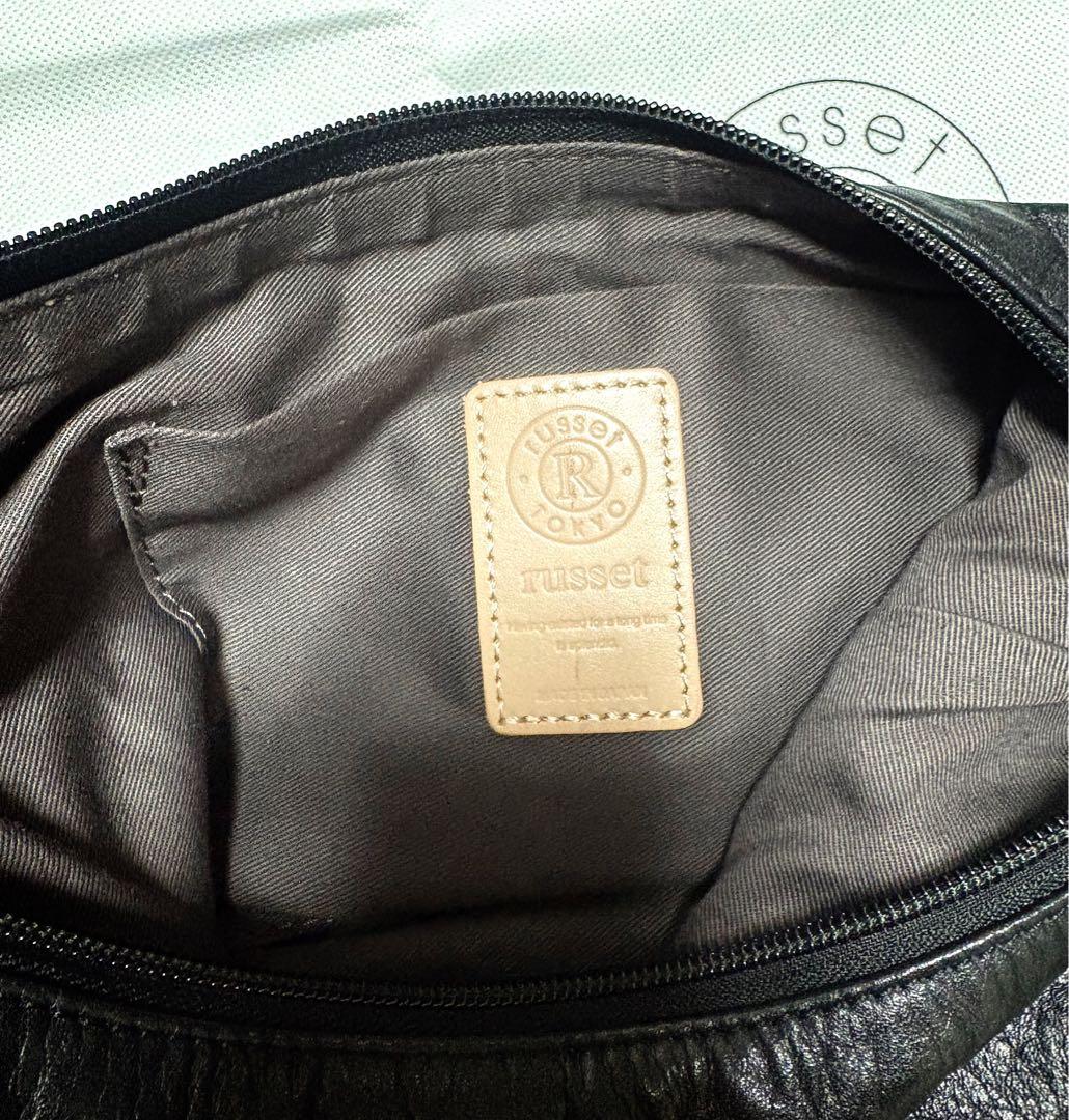 ラシット　ラウンドショルダーバッグ　ソフトレザー　美品