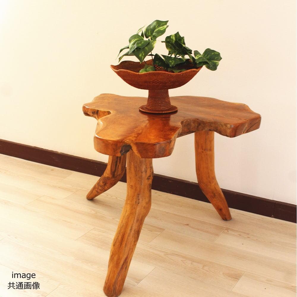 在庫処分 １点もの 木製 テーブル チーク材 天然木 一枚板 切り株 根 5