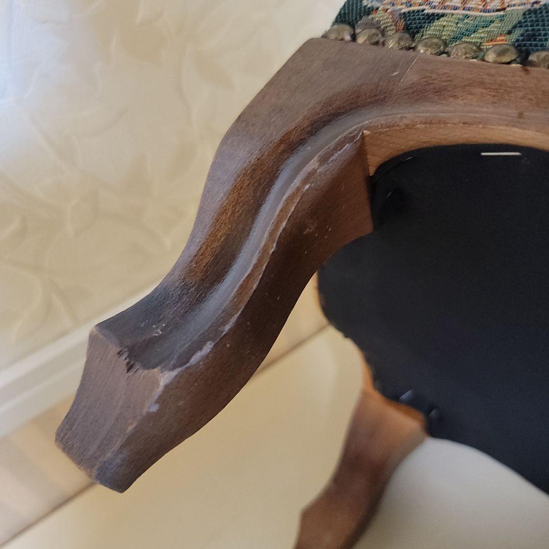 ヴィンテージオットマン　スツール　ゴブラン織り　ティーポット-カップ柄　低タイプ