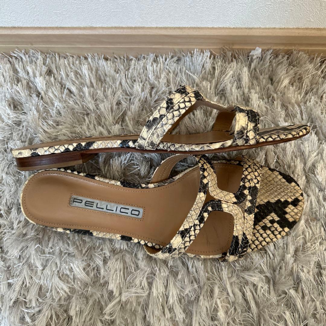 PELLICO“SAMI” パイソン柄フラットミュールサンダル　ペリーコ　39