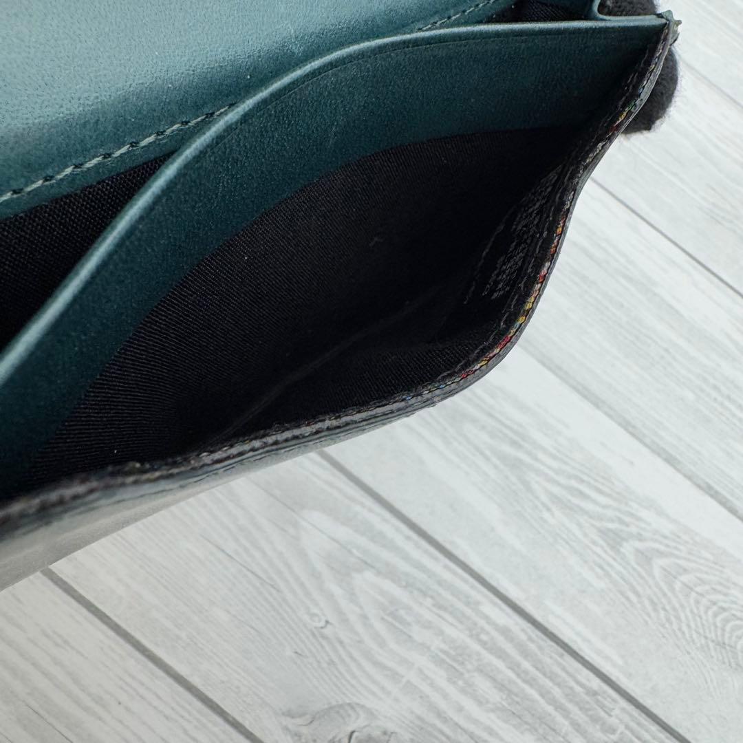 【美品】Paul Smith マルチストライプ　名刺入れ　レザー　ダークグリーン