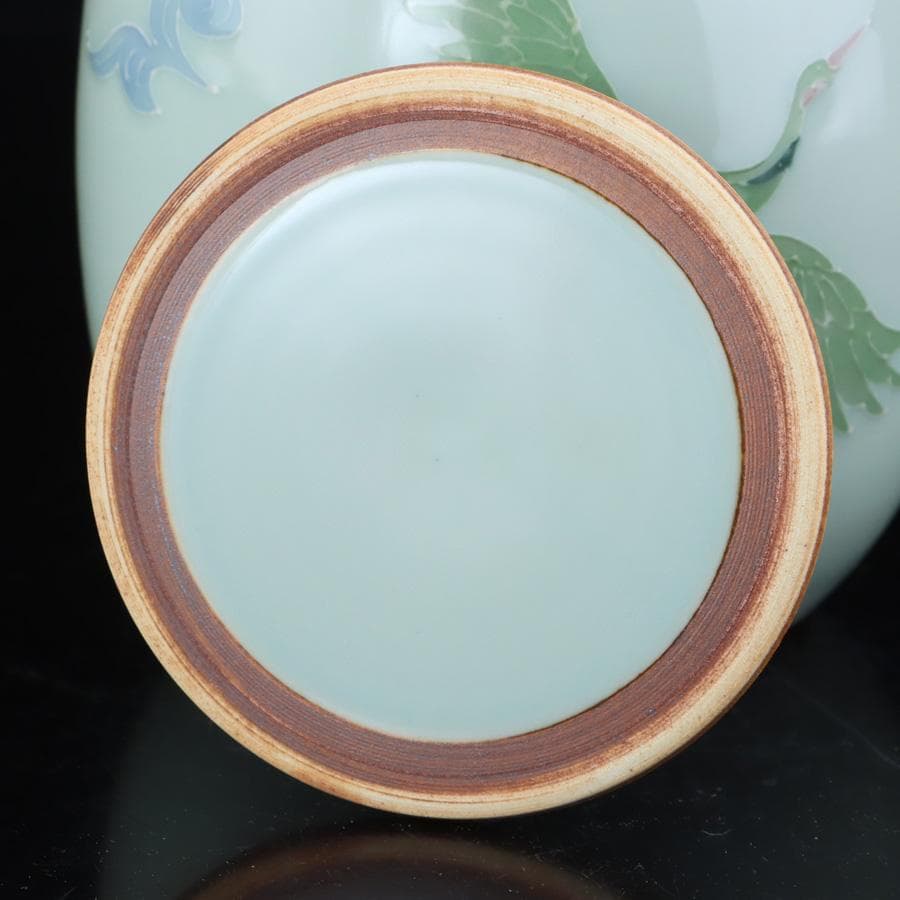 Y3122-29 茶道具 砥部焼 陶詩窯 山下勇 造 鶴文水指 共箱　　さ