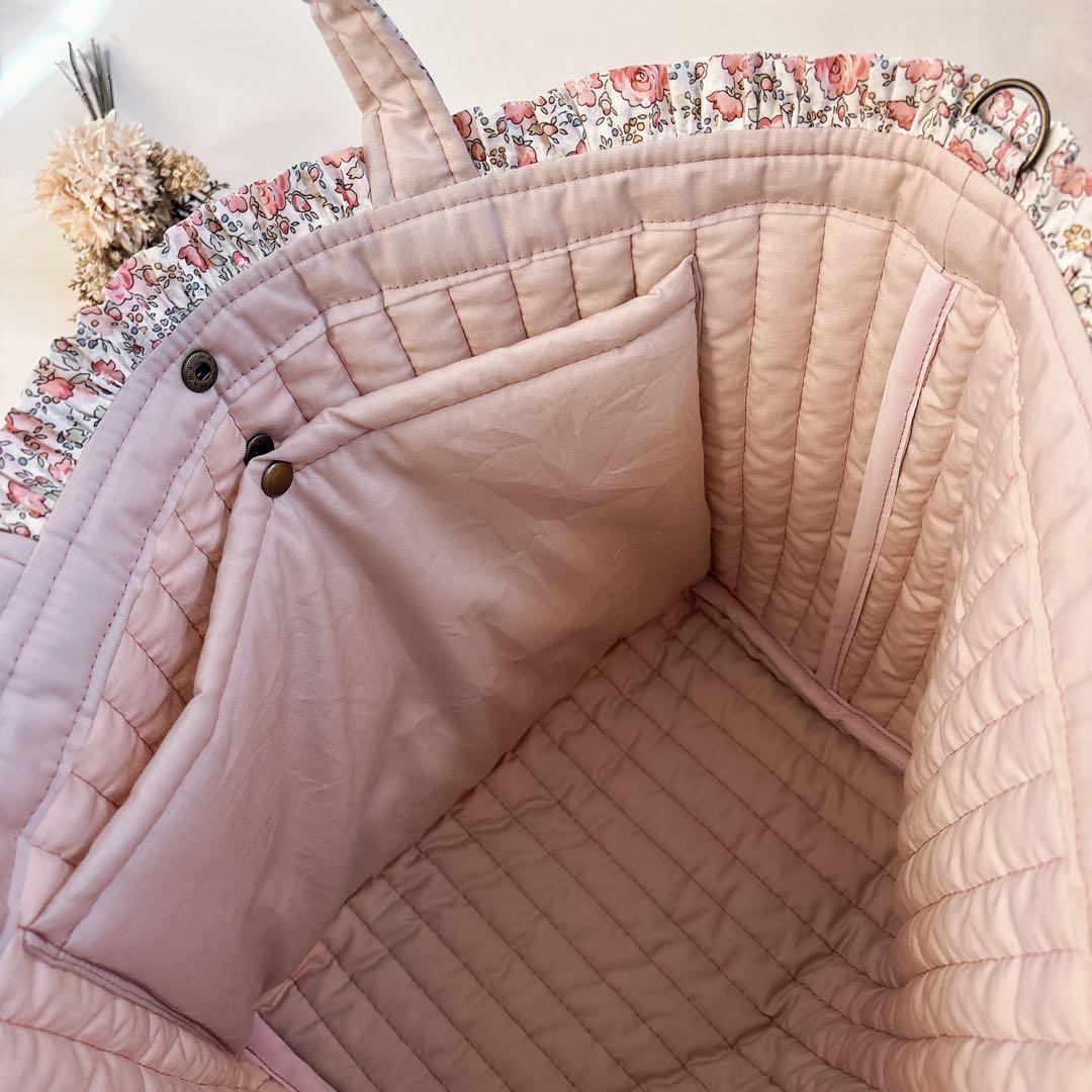 iku様オーダー　フリルキルト特大トートバッグ　フェリシテピンク　フリルポーチ