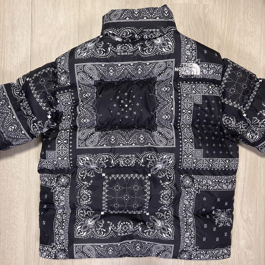 ザノースフェイス　ペイズリー　バンダナ　ヌプシ　黒　ダウン　メンズ　L B-74