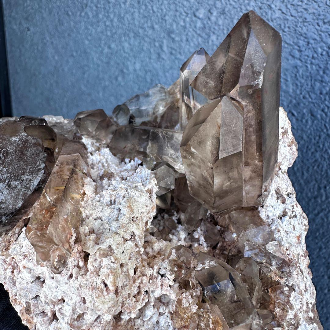 【金運☆魔除】高透明度☆高品質スモーキークォーツクラスター天然石 原石A1450