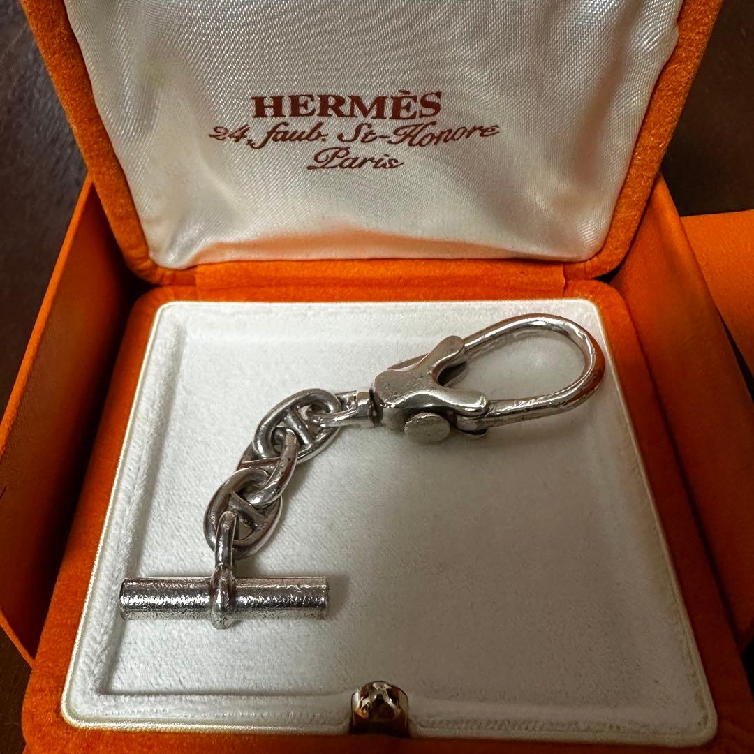 エルメス　ヴィンテージ　シェーヌダンクル　キーホルダー　キーリング　SV925