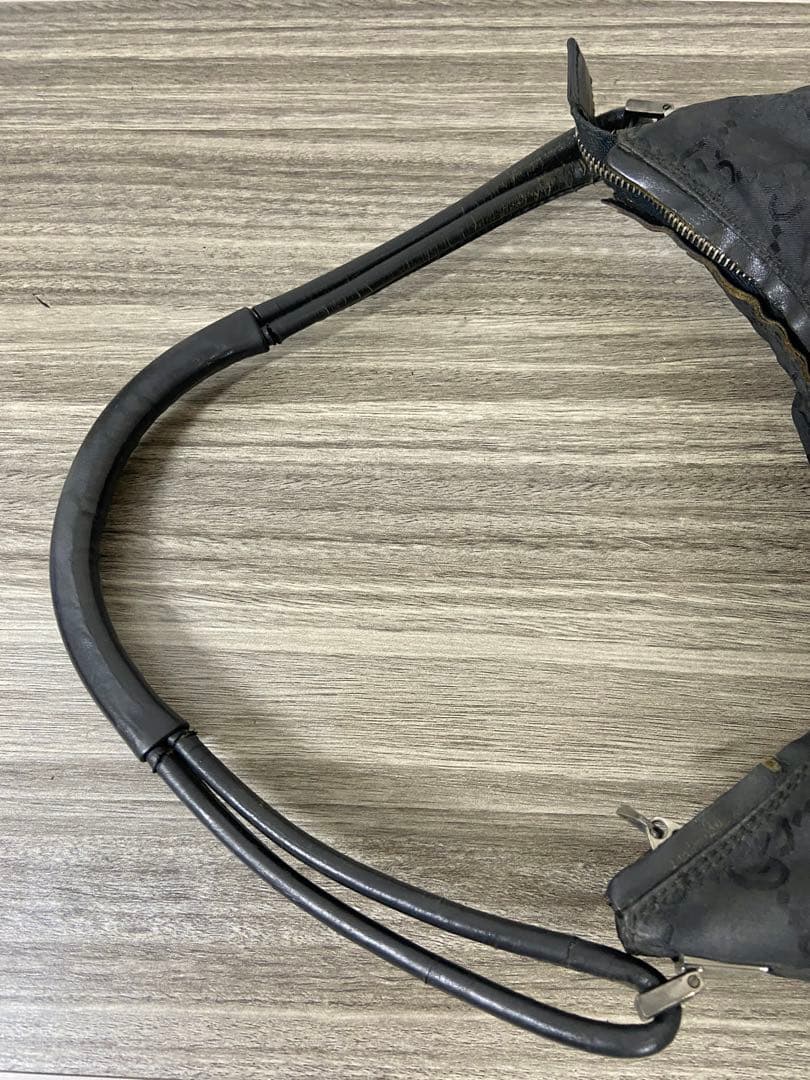 GUCCI トートバッグ GG柄　ナイロン　ブラック　手持ち　レザー