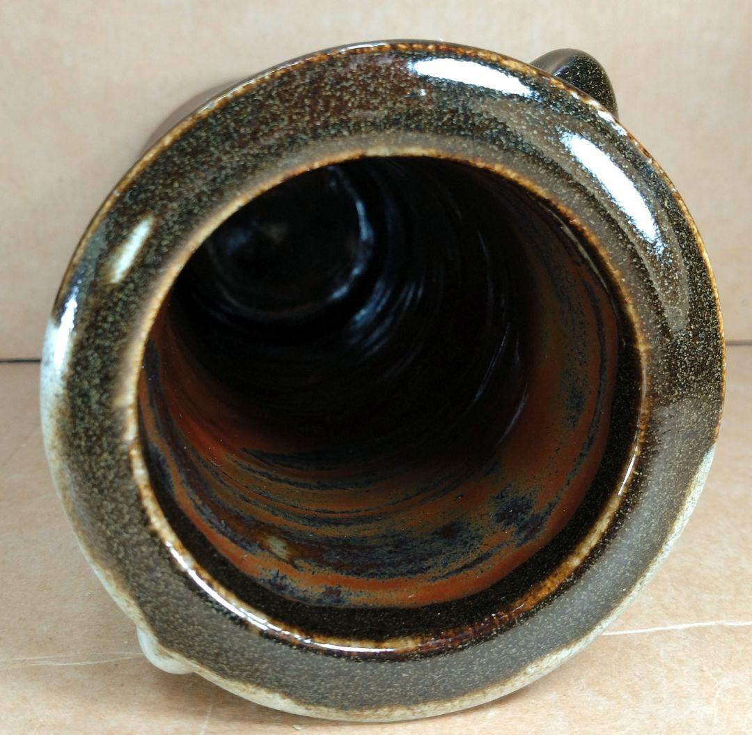 浜田庄司(濱田庄司) 花生(益子焼掛分花瓶) 共箱 益子焼 人間国宝 未使用