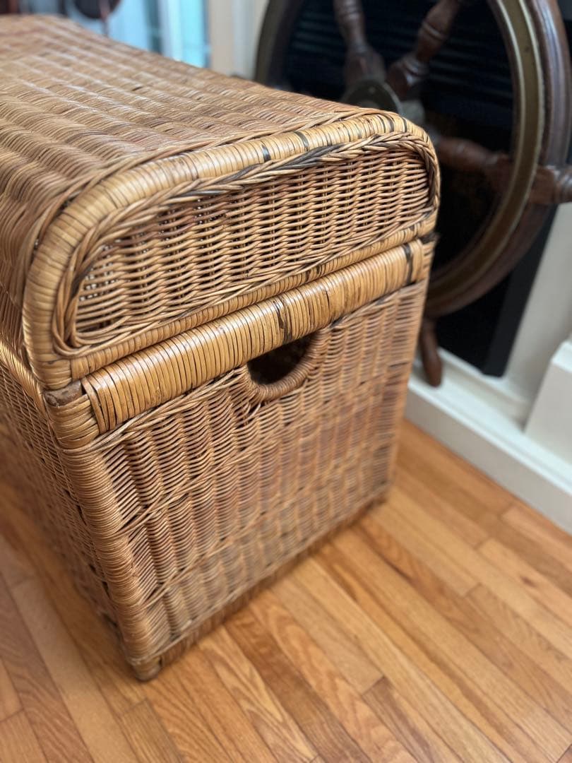 籐 ラタン 蓋付き カゴ バスケット リネン入れ 特大