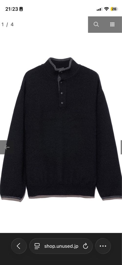 UNUSED 25AW US2517 サイズ4 XL BLACK