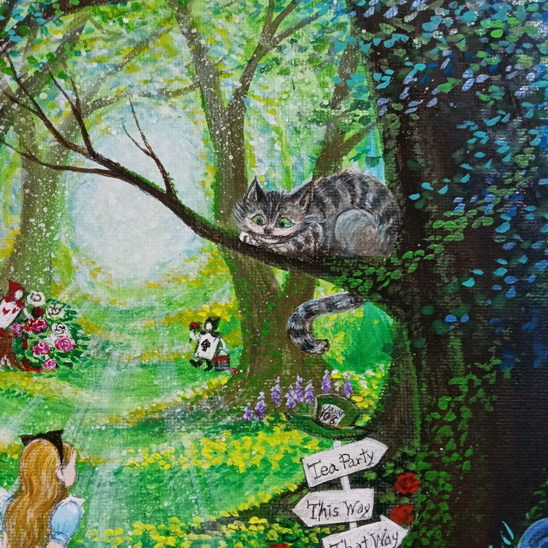No.543 不思議の国のアリス F3 アクリル画　原画 肉筆画 アクリル絵画