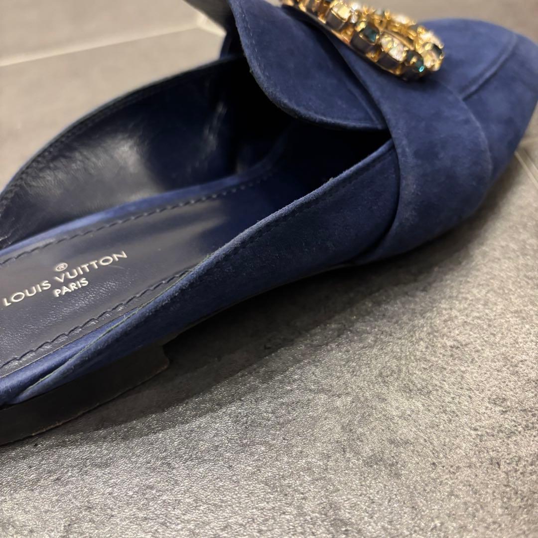 ルイ・ヴィトン　ビジュー　LVロゴ フラット　ミュール　スリッポン　サンダル