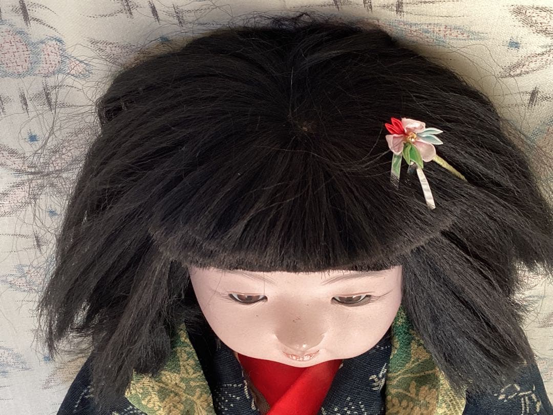 市松人形 竹取物語　松菊　抱き人形　ビスクドール　アンティークドール約45cm