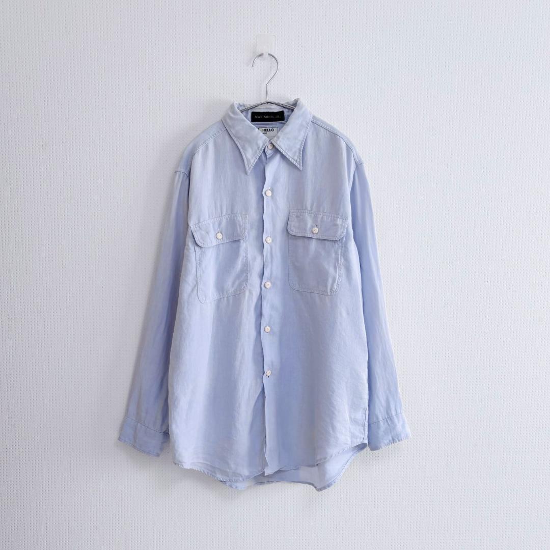 MADISONBLUE ハンプトン リネンシャツ B刺繍 サックスブルー　01