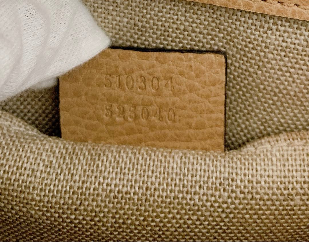 ＋GUCCI インターロッキングG チェーン　ショルダーバッグ レザー ベージュ