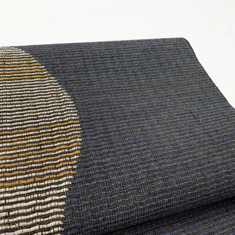 512mn75◇紙布 絹 揺らぎ曲線 金糸 名古屋帯◇美品