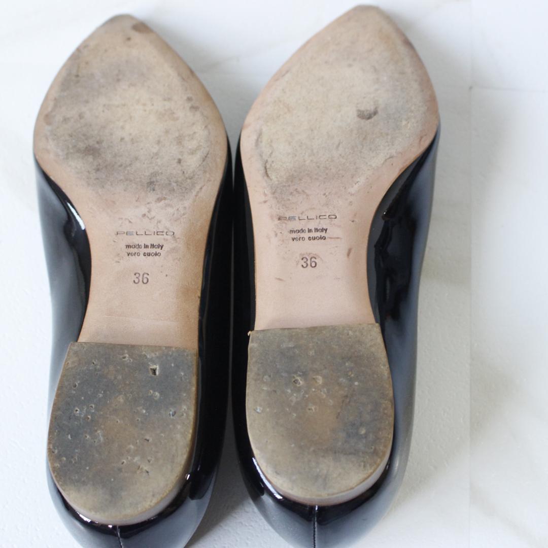 PELLICO アネッリ フラットシューズ 36 ブラック エナメル