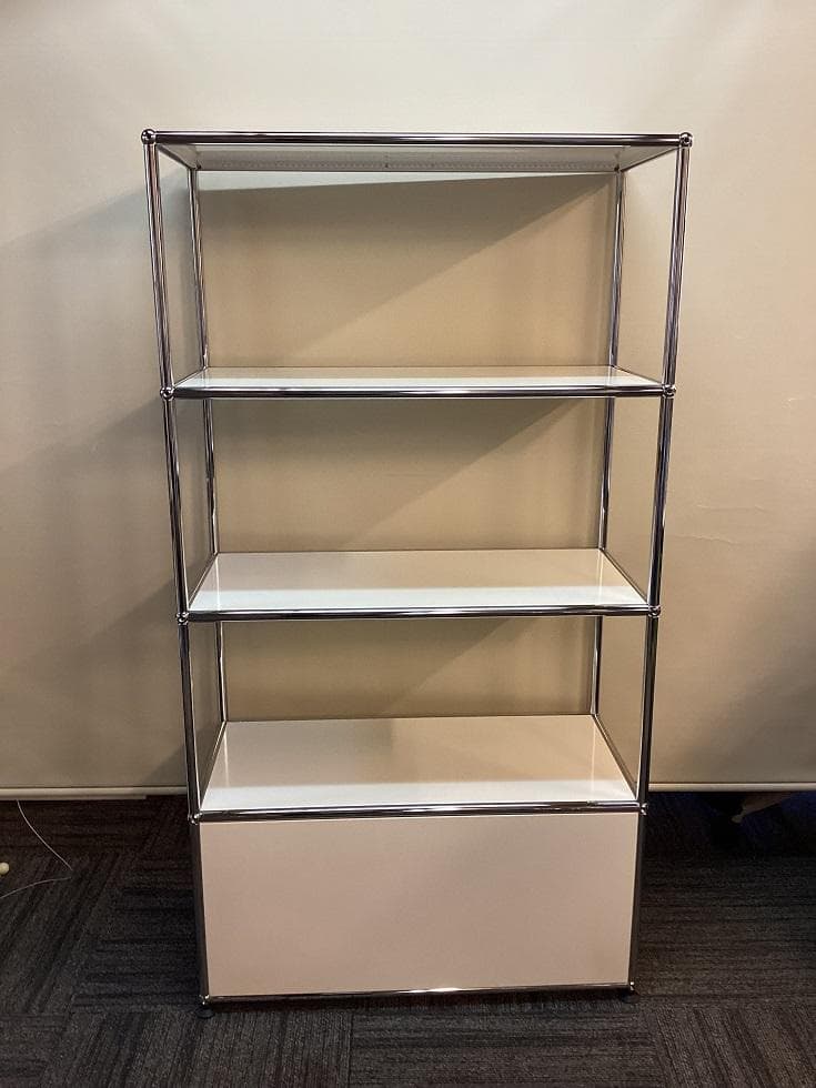 USMハラー ４段 オープンキャビネット シェルフ ピュアホワイト　引き出し