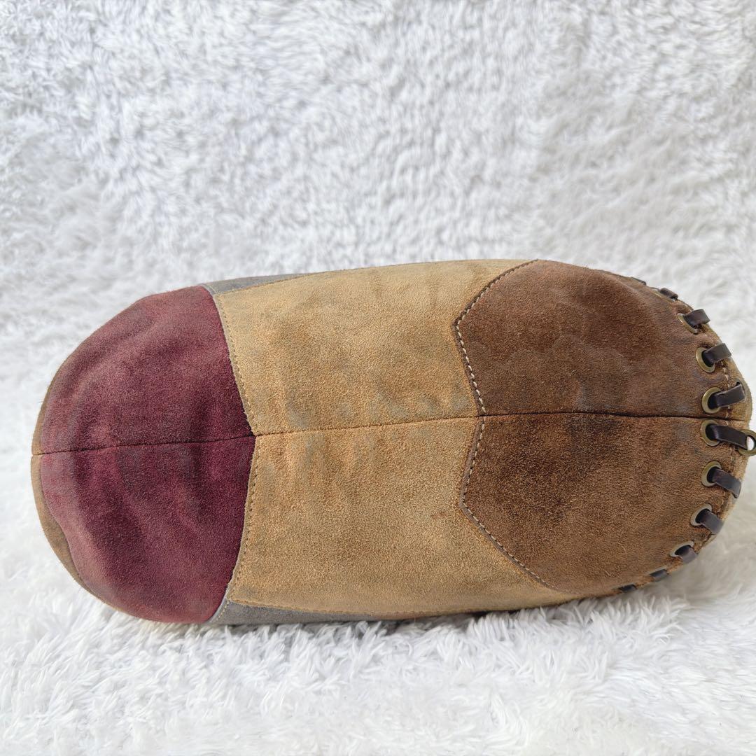 希少✨ COACH スエード レザー パッチワーク ショルダー バッグ 肩掛け