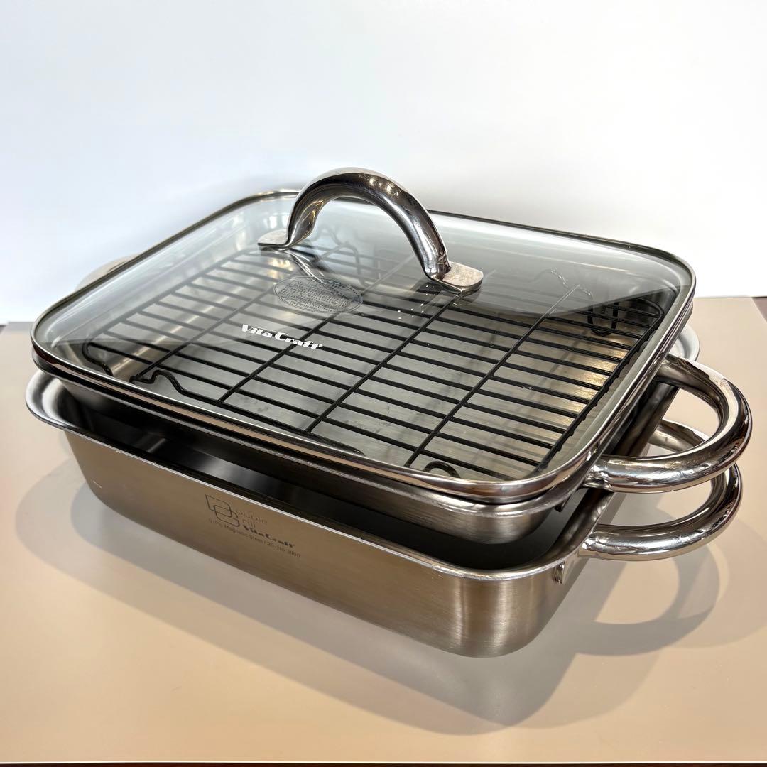 【ビタクラフト】ダブルグリルガラス蓋付きステンレス魚焼きグリルでもレシピ付き