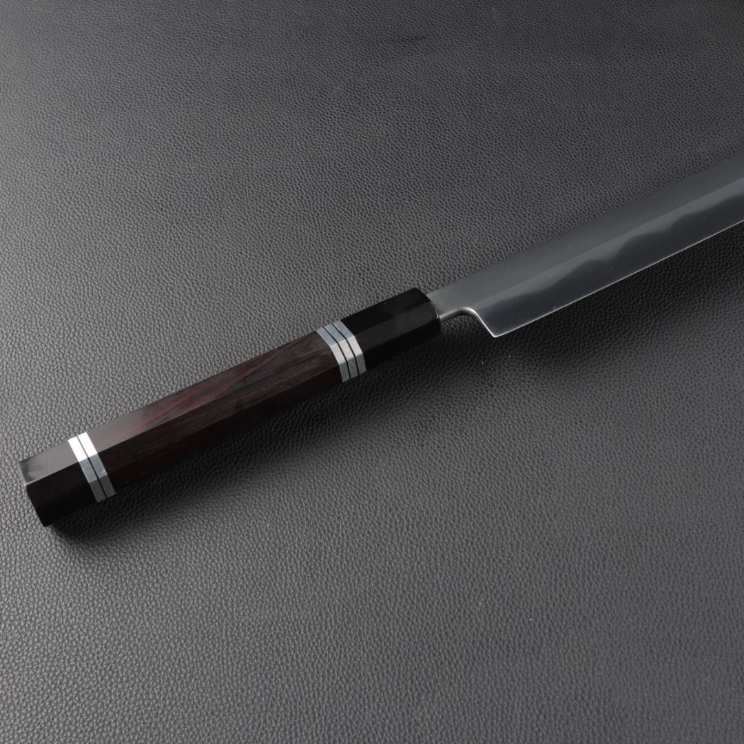 尺三 水本焼 MKH1高炭素鋼 互の目 切付柳刃包丁 究極の切れ味 黒檀八角柄