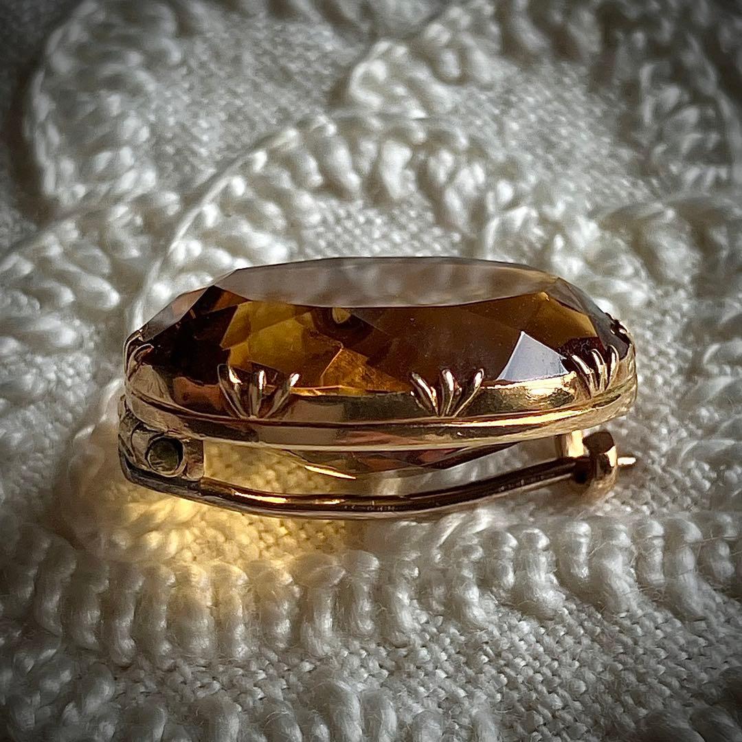 k10 イギリス　ジョージアン　シトリンブローチ