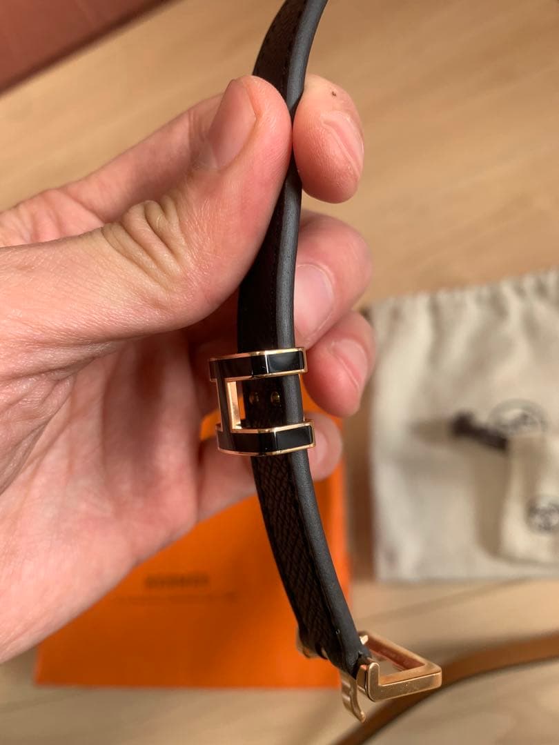 極美品HERMES エルメス　ベルトポップＨ　ブラック／ゴールド ピンクゴールド