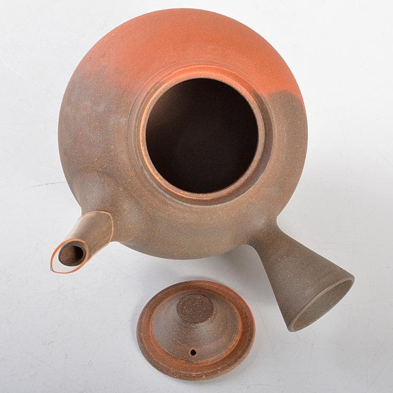 田螺　常滑焼　小西洋平作　窯変　横手急須　茶壷　共箱　D　R5466